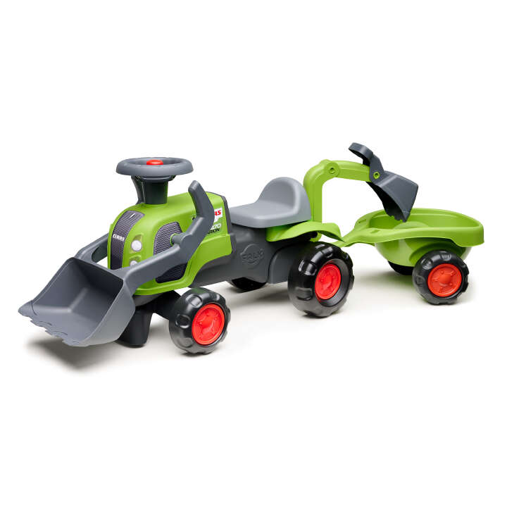 FALK CLAAS Kindertraktor Rutscher mit Frontlader und Heckbagger
